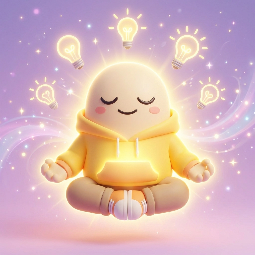 Punny glowing with enlightened philosophical energy